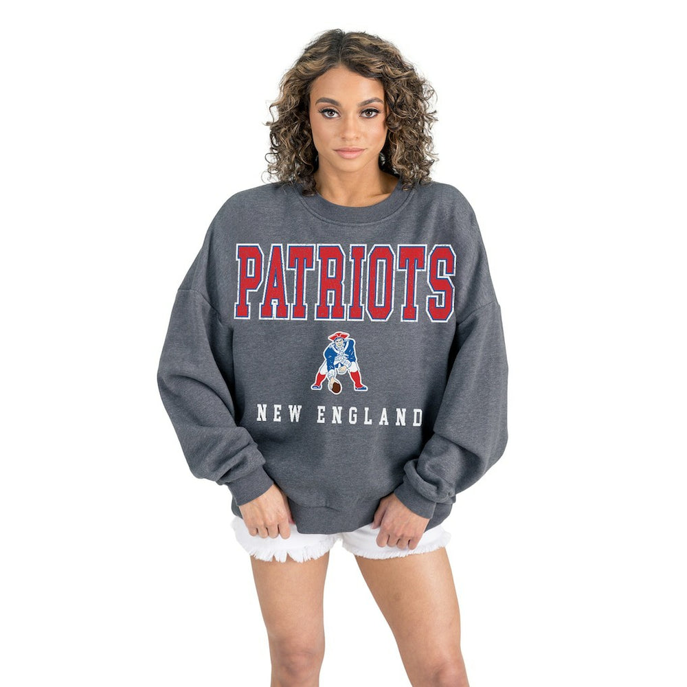 Gameday Couture Women's Bring Your Energy Oversized Premium Fleece Pullover Sweatshirt - New England Patriots Pullover
