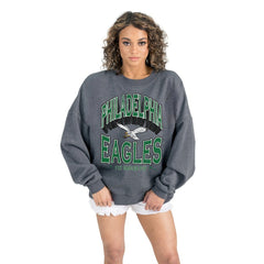Gameday Couture Women's Long Weekends Oversized Premium Fleece Pullover Sweatshirt - Philadelphia Eagles Pullover