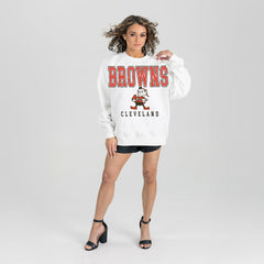 Gameday Couture Women's Classic Sunday Drives Oversized Premium Fleece Pullover Sweatshirt - Cleveland Browns Pullover