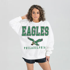 Gameday Couture Women's Classic Sunday Drives Oversized Premium Fleece Pullover Sweatshirt - Philadelphia Eagles Pullover