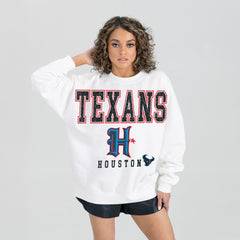 Gameday Couture Women's Classic Sunday Drives Oversized Premium Fleece Pullover Sweatshirt - Houston Texans Pullover