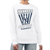 White New York Yankees Starter Women's Poster Print Team Fleece Pullover Sweatshirt