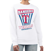 White Texas Rangers Starter Women's Poster Print Team Fleece Pullover Sweatshirt