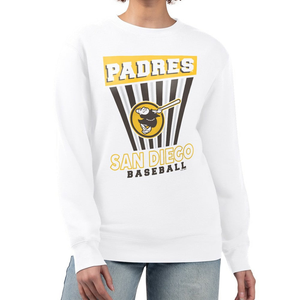 White San Diego Padres Starter Women's Poster Print Team Fleece Pullover Sweatshirt