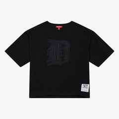 Black Detroit Tigers Mitchell & Ness Women's Cooperstown Collection Phantom Cropped T-Shirt
