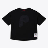 Black Philadelphia Phillies Mitchell & Ness Women's Cooperstown Collection Phantom Cropped T-Shirt