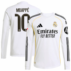 Kylian Mbappé Real Madrid 2025/26 Home Long Sleeve Player Jersey