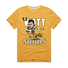 T.J. Watt Homage Unisex Caricature Player Graphic Tri-Blend T-Shirt - Pittsburgh Steelers T-shirts