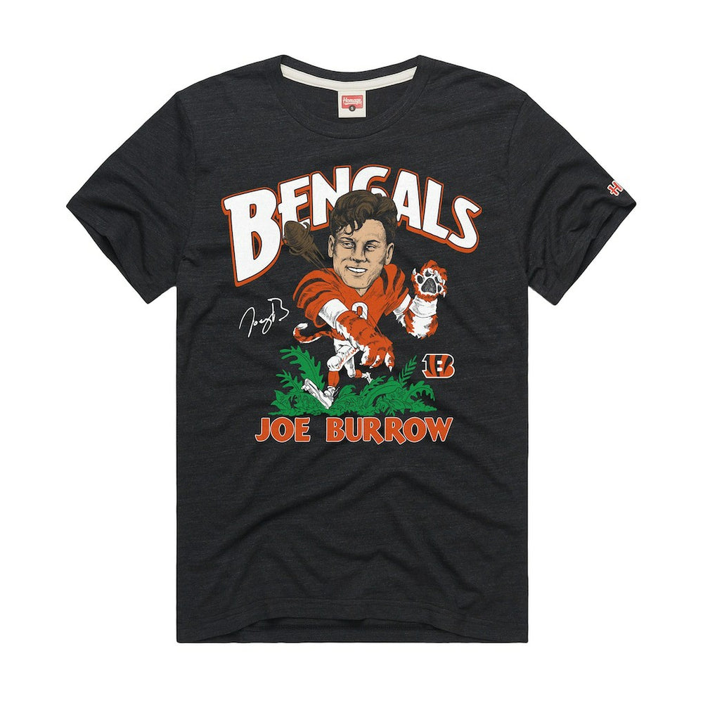 Joe Burrow Homage Unisex Caricature Player Graphic Tri-Blend T-Shirt - Cincinnati Bengals T-shirts