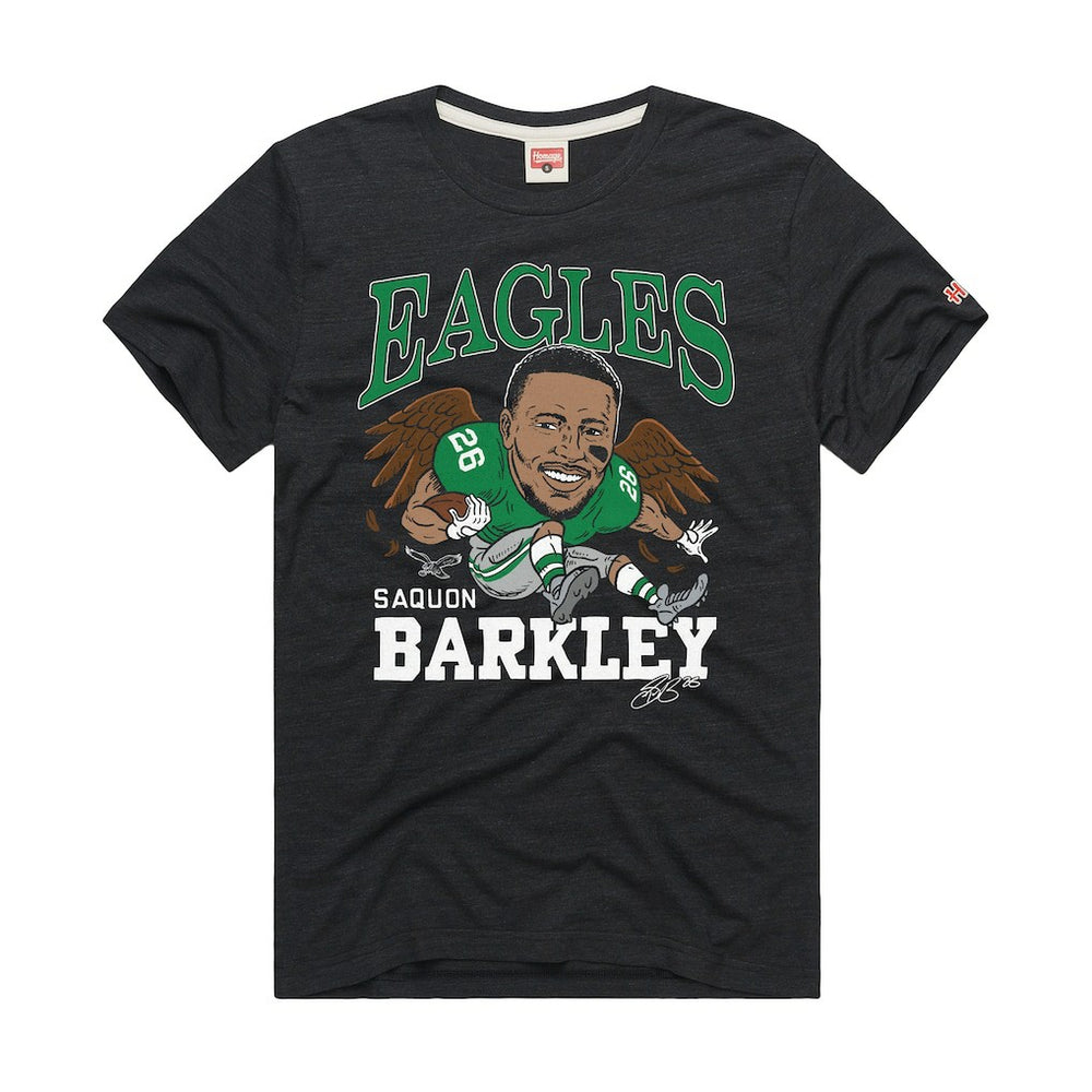 Saquon Barkley Homage Unisex Caricature Player Graphic Tri-Blend T-Shirt - Philadelphia Eagles T-shirts