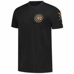 Black Chicago Cubs New Era Bronze Logo with Cross Bats Established T-Shirt