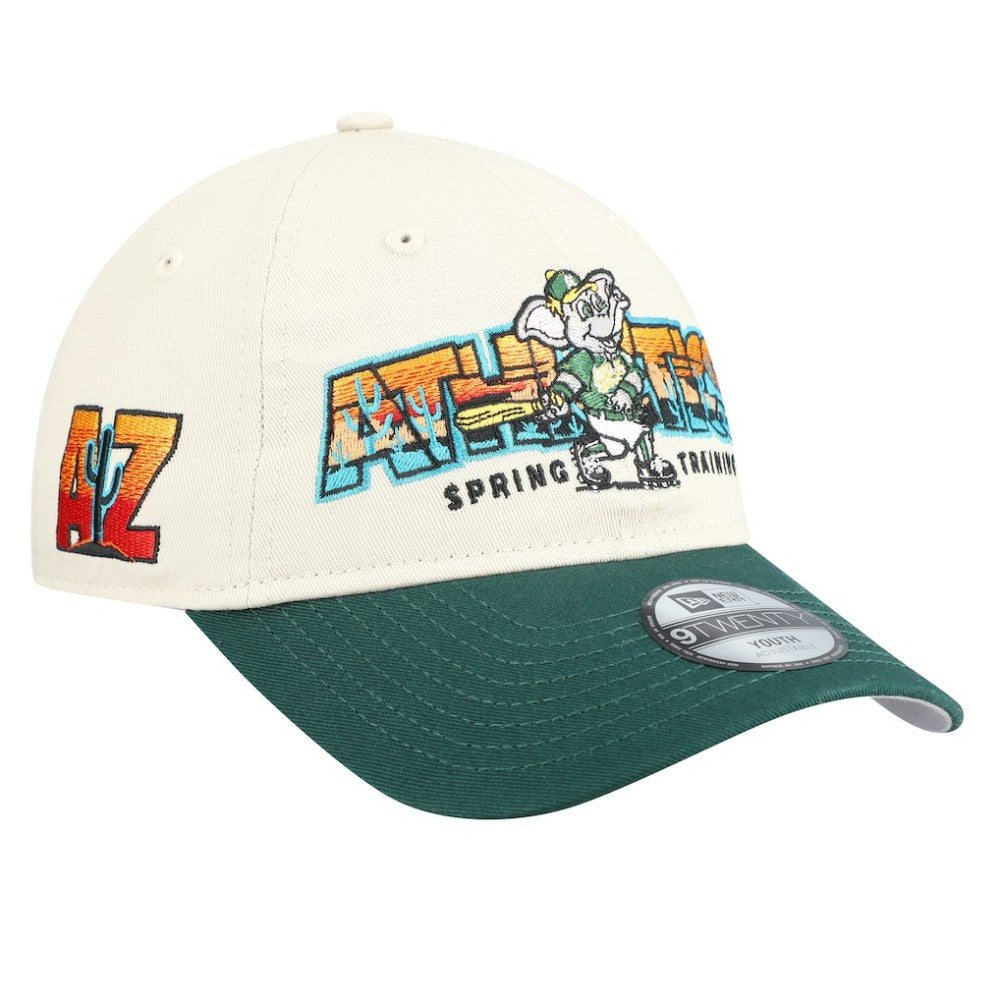 Stone/Green Athletics New Era Youth 2026 Spring Training Fan Pack Batter 9TWENTY Adjustable Hat