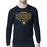 Navy Milwaukee Brewers Starter Team Track Graphic Long Sleeve T-Shirt