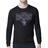 Black Colorado Rockies Starter Team Track Graphic Long Sleeve T-Shirt