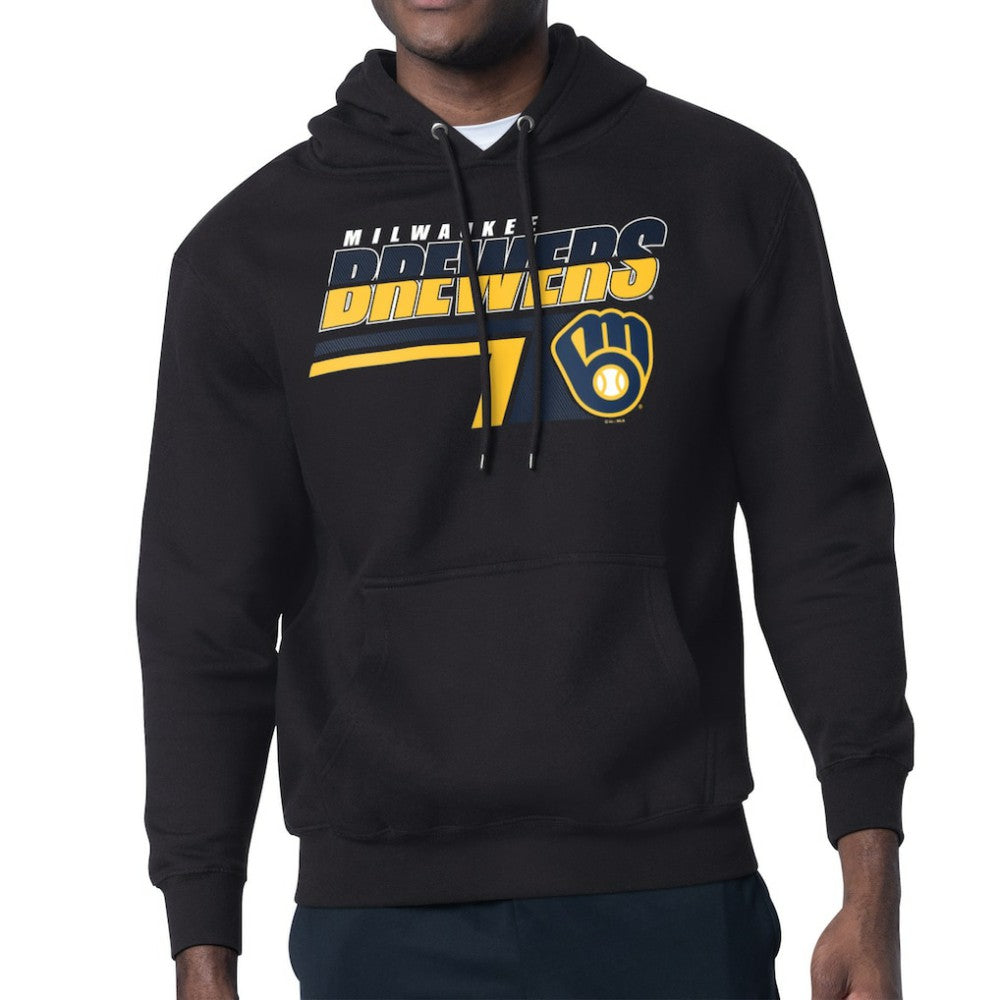 Black Milwaukee Brewers Starter Logo Push Graphic Hoodie