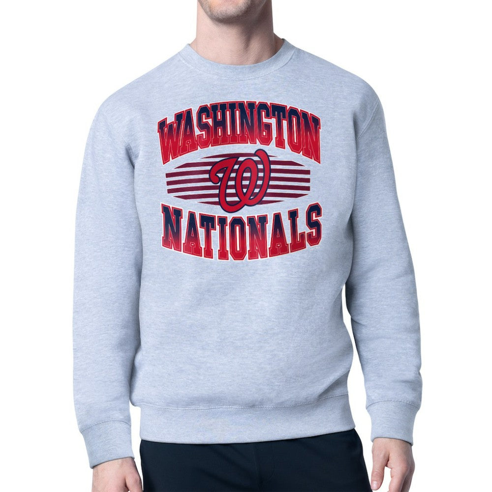 Heather Gray Washington Nationals Starter Team Grit Graphic Fleece Pullover Sweatshirt