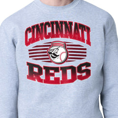 Heather Gray Cincinnati Reds Starter Team Grit Graphic Fleece Pullover Sweatshirt