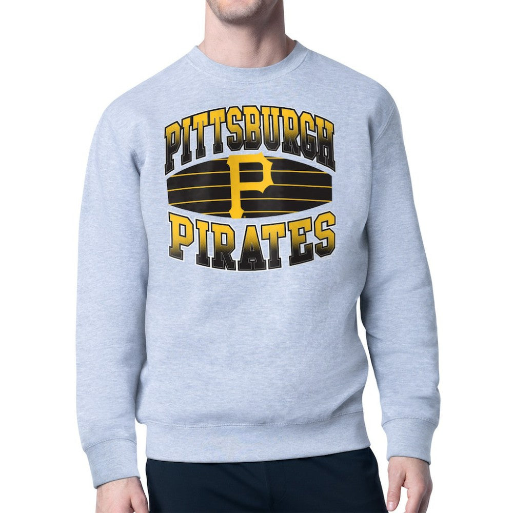 Heather Gray Pittsburgh Pirates Starter Team Grit Graphic Fleece Pullover Sweatshirt