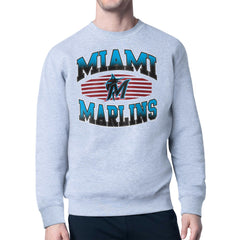 Heather Gray Miami Marlins Starter Team Grit Graphic Fleece Pullover Sweatshirt