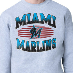 Heather Gray Miami Marlins Starter Team Grit Graphic Fleece Pullover Sweatshirt