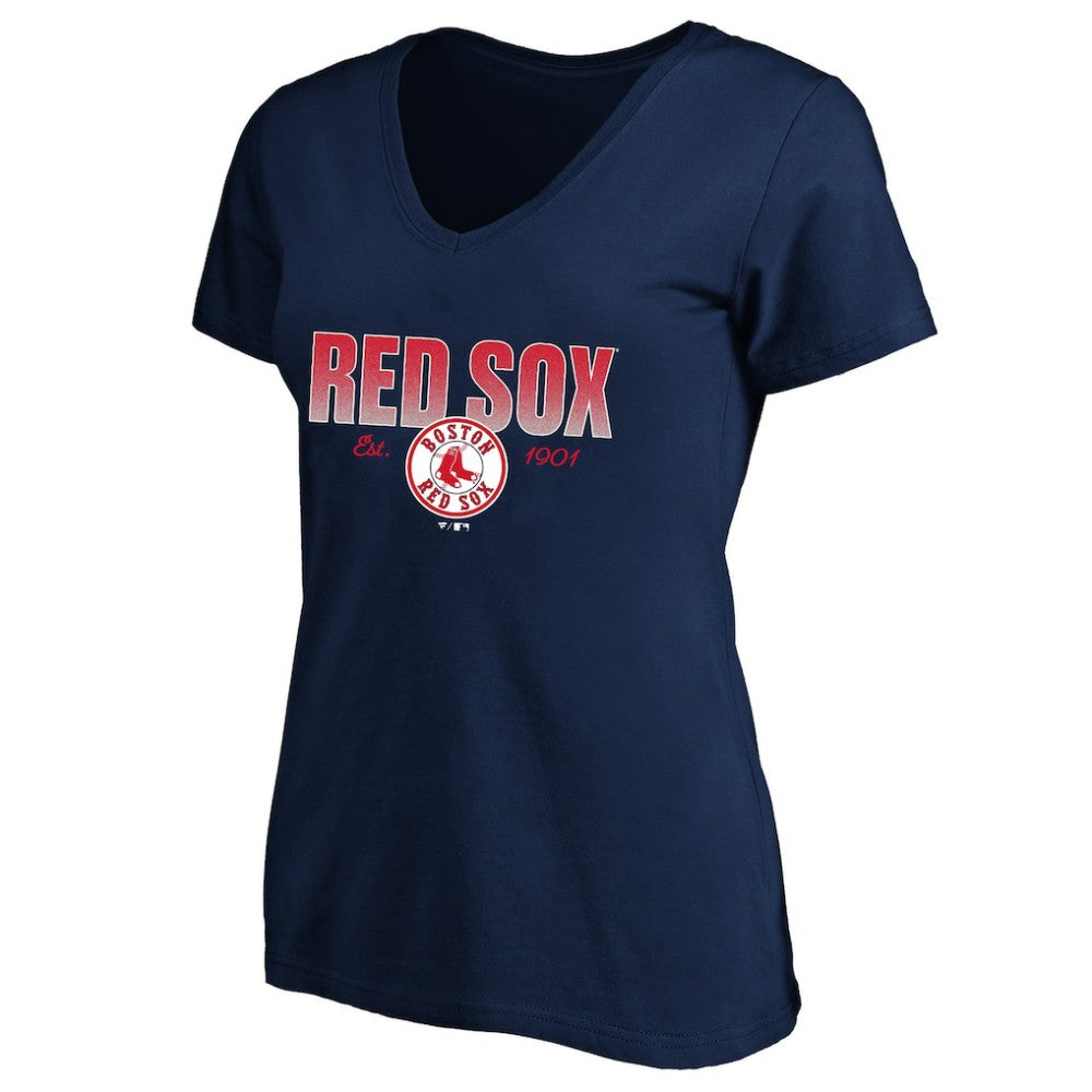 Navy Boston Red Sox Profile Women's Plus Size Wordmark V-Neck T-Shirt