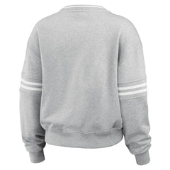 Gray New York Yankees WEAR by Erin Andrews Women's Sleeve Stripe Fleece Crewneck Sweatshirt