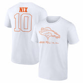 Bo Nix Outline Player T-Shirt - Denver Broncos T-shirts