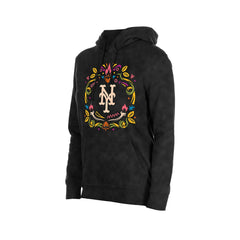 Black New York Mets New Era Women's Día de Muertos Mineral Wash Hoodie Sweatshirt