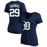 Navy Tarik Skubal Detroit Tigers Profile Women's Plus Size Name & Number V-Neck T-Shirt