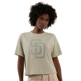 Khaki San Diego Padres Starter Women's Rhinestone Sprinkle Boxy Cropped T-Shirt