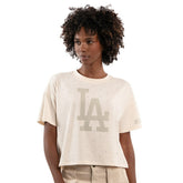 Cream Los Angeles Dodgers Starter Women's Rhinestone Sprinkle Boxy Cropped T-Shirt