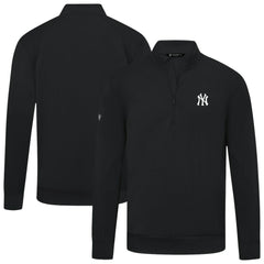 Black New York Yankees Levelwear Upright Insignia Tri-Blend Quarter-Zip Pullover