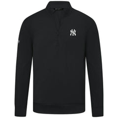 Black New York Yankees Levelwear Upright Insignia Tri-Blend Quarter-Zip Pullover
