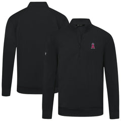 Black Los Angeles Angels Levelwear Upright Insignia Tri-Blend Quarter-Zip Pullover