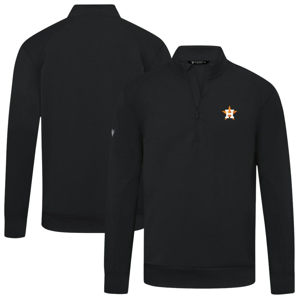 Black Houston Astros Levelwear Upright Insignia Tri-Blend Quarter-Zip Pullover