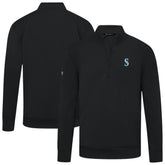Black Seattle Mariners Levelwear Upright Insignia Tri-Blend Quarter-Zip Pullover
