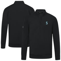Black Seattle Mariners Levelwear Upright Insignia Tri-Blend Quarter-Zip Pullover
