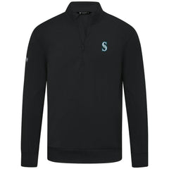 Black Seattle Mariners Levelwear Upright Insignia Tri-Blend Quarter-Zip Pullover