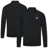 Black Toronto Blue Jays Levelwear Upright Insignia Tri-Blend Quarter-Zip Pullover