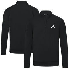 Black Atlanta Braves Levelwear Upright Insignia Tri-Blend Quarter-Zip Pullover