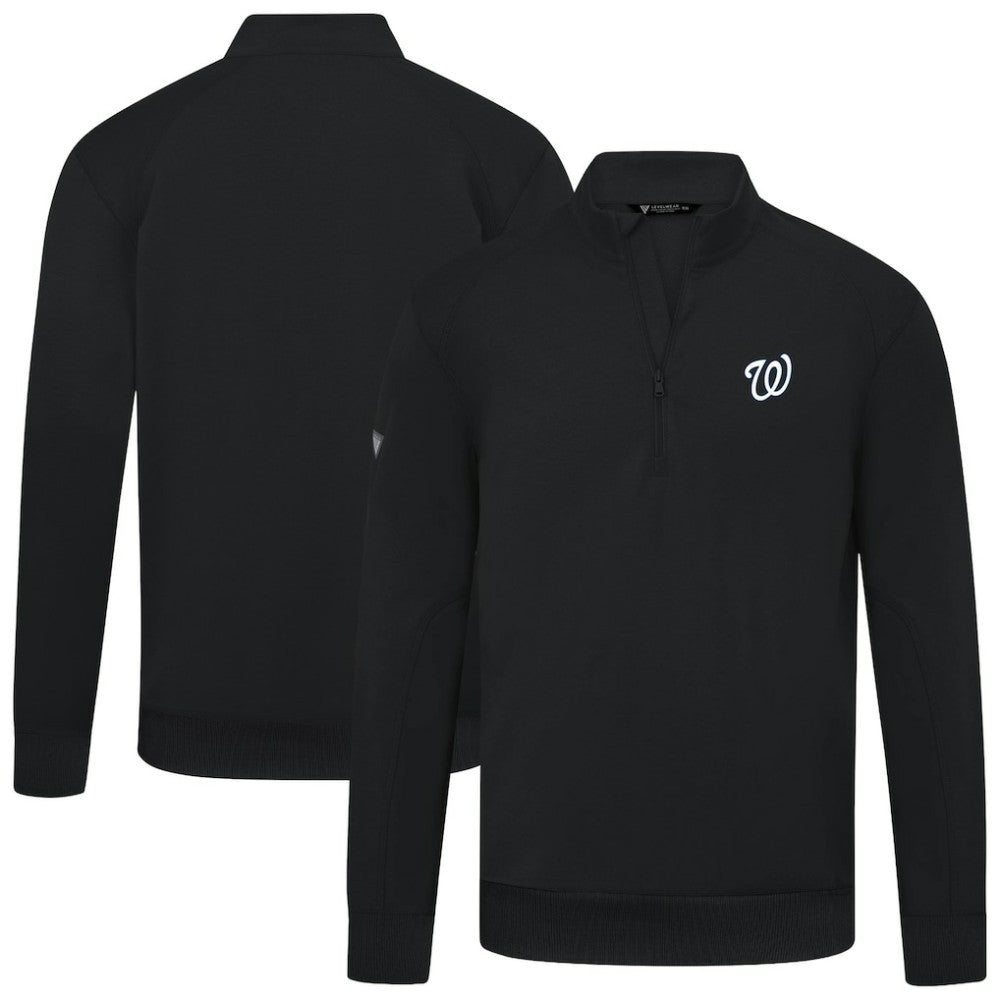 Black Washington Nationals Levelwear Upright Insignia Tri-Blend Quarter-Zip Pullover