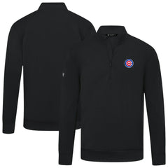 Black Chicago Cubs Levelwear Upright Insignia Tri-Blend Quarter-Zip Pullover