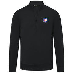 Black Chicago Cubs Levelwear Upright Insignia Tri-Blend Quarter-Zip Pullover