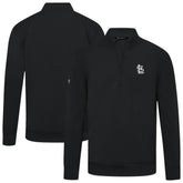 Black St. Louis Cardinals Levelwear Upright Insignia Tri-Blend Quarter-Zip Pullover