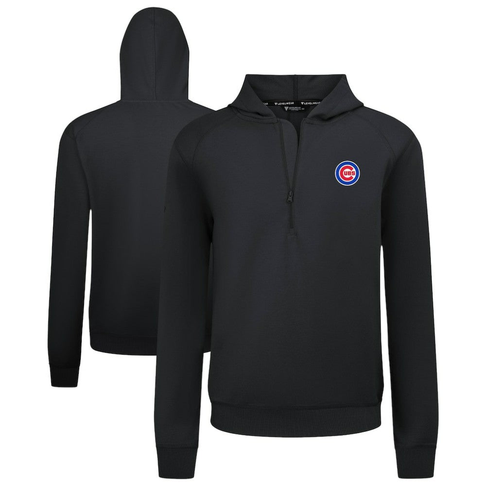 Black Chicago Cubs Levelwear Technic Insignia Quarter-Zip Hoodie