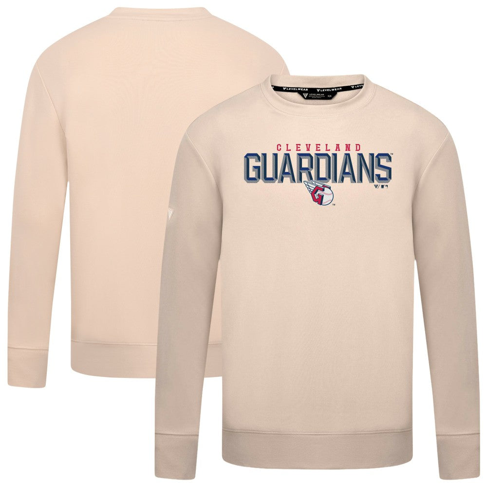 Khaki Cleveland Guardians Levelwear Mandate Carve Tri-Blend Sweatshirt