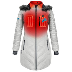ActionHeat Women's 5V Battery Heated Long Puffer Full-Zip Hoodie Jacket - Detroit Lions Hoodies