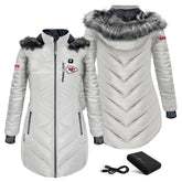 ActionHeat Women's 5V Battery Heated Long Puffer Full-Zip Hoodie Jacket - Kansas City Chiefs Hoodies