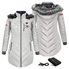 ActionHeat Women's 5V Battery Heated Long Puffer Full-Zip Hoodie Jacket - Kansas City Chiefs Hoodies