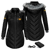 ActionHeat Women's 5V Battery Heated Long Puffer Full-Zip Hoodie Jacket - Washington Commanders Hoodies